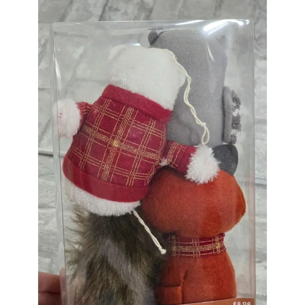 Set of 2 New Holiday Time 8 Ornament Set Felt Fabric Owl Porcupine Fox‎ Bear